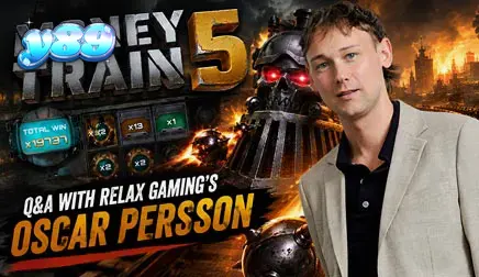 Tampilan visual kereta Money Train 5 yang penuh dengan elemen mekanis dan karakter baru.